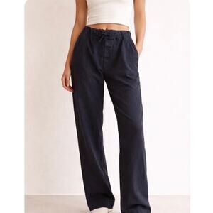COS Navy 100% Cotton Drawstring Pants Relaxed Fit Size Medium